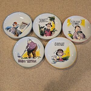 Vintage Finkstom Ceramic Golfer Plates Centrum Collector Plates Set Of 5